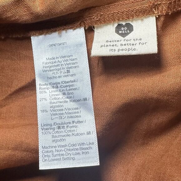 Madewell Seamed Puff-Sleeve Midi Dress Warm Coffee Size 8 - Picture 4 of 5